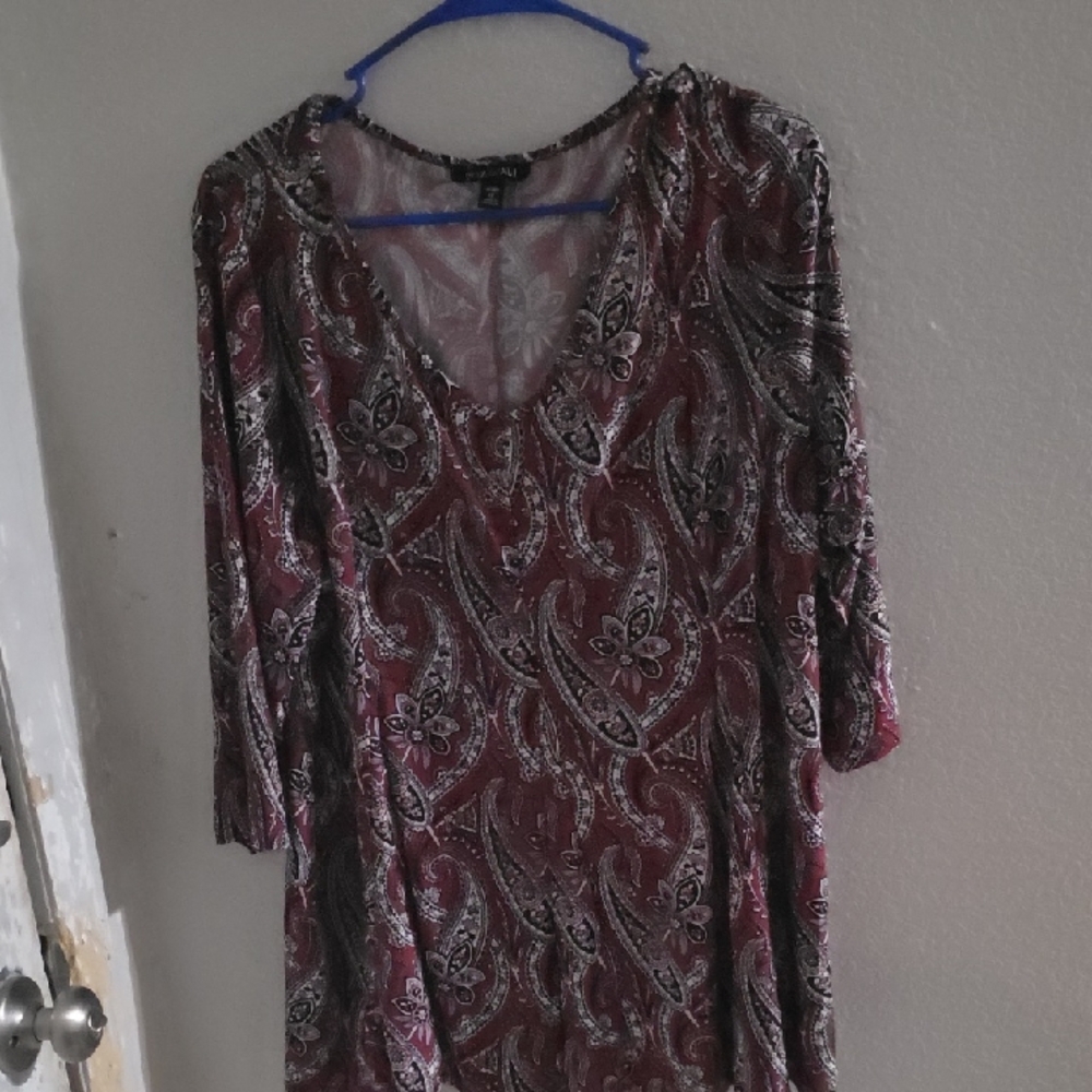 Roz & Ali Pink and White Patterned Dress
